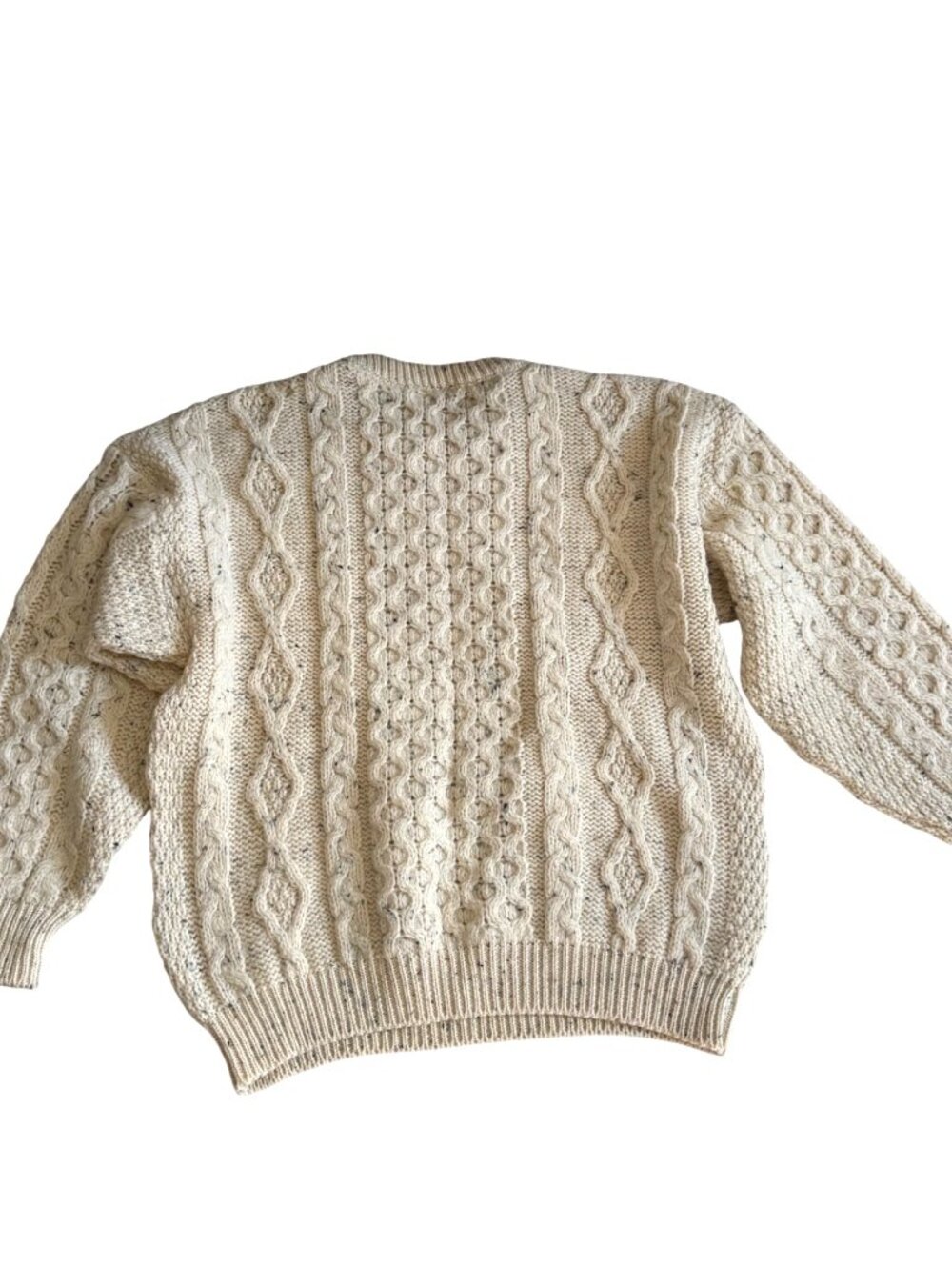 Western Island Men's Fisherman Sweater M Cable Knit Wool Ireland Pullover Cream - Picture 3 of 8